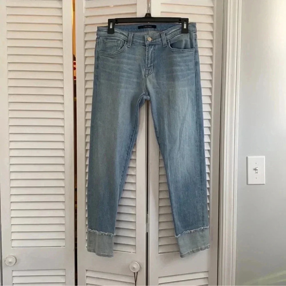 J.Brand Light Wash Frayed Cuff Bottom Jeans, Size 26 - Picture 3 of 6